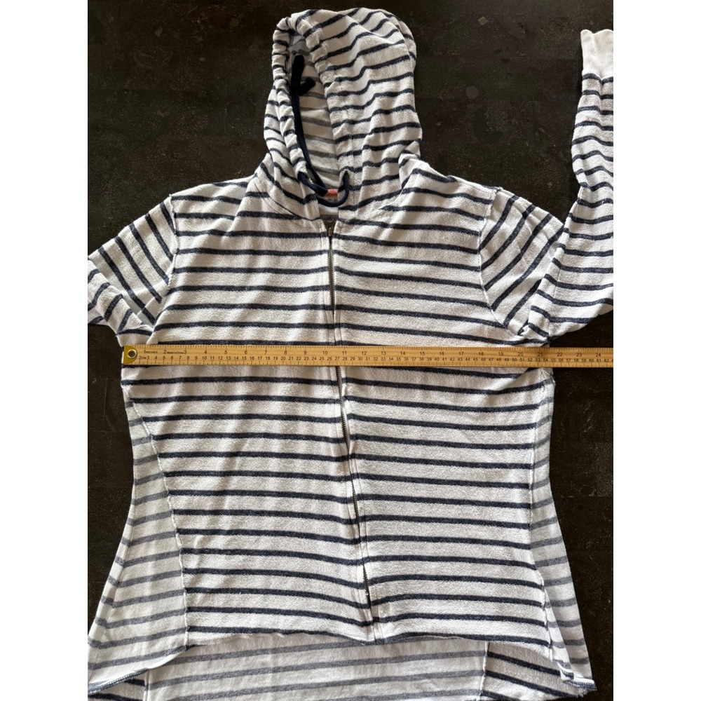 North River Outfitters Womens XL Striped Zip Up Hoodie White Navy Blue Nautical - Picture 7 of 8